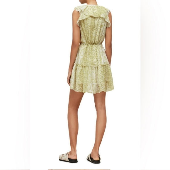 All Saints NWTs Ali Noche Snake Print Ruffled Dress - Picture 4 of 8